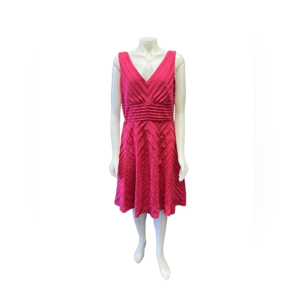 Calvin Klein Pink Ruffled Pleated Dress Size 10 EUC Midi - Picture 1 of 10